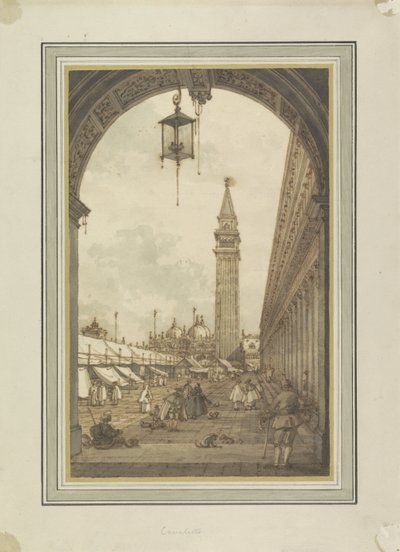 Piazza San Marco, Venedik, Güneybatıdan bakıldığında Piazza San Marco, Campanile en San Marco te Venetië ile buluştu by Canaletto