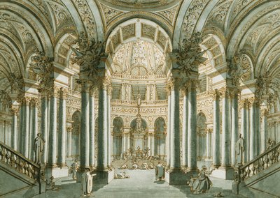 Bir Kilisenin İçi, Dua Eden Figürlerle, by Giovanni Antonio Canal