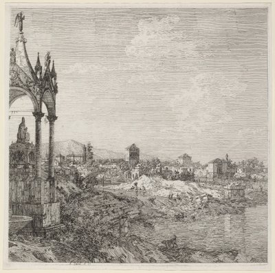 Piskopos Mezarı Olan Bir Kasabanın Görünümü by Canaletto