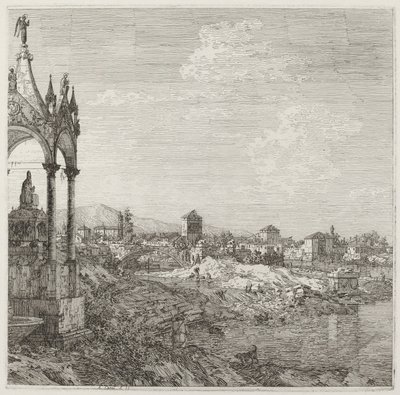 Piskopos Mezarı Olan Bir Kasabanın Görünümü by Canaletto