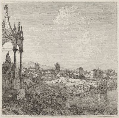 Piskopos Mezarı Olan Bir Kasabanın Görünümü by Canaletto