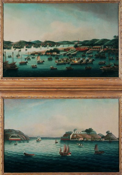 Hong Kong Limanı ve Kaplanın Ağzı by Cantonese School