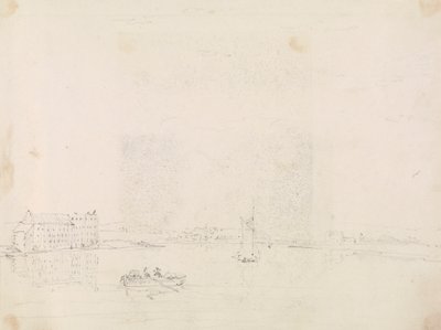 Medine Nehri'nin karşısından Tekneler ve Büyük Bir Bina Taslağı by Capt. Thomas Hastings