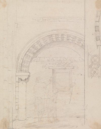 Taş Kemerin Altında Duran Figürlerin Taslağı by Capt. Thomas Hastings
