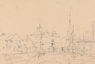 Bir Köyün Bitişiğine Demir Atmış Yelkenli Teknelerin Çizimi by Capt. Thomas Hastings