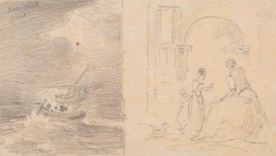 Fırtınada Bir Gemi Taslağı ve Bir Kemer Tarafından Gruplanan Bir Aile Taslağı by Capt. Thomas Hastings