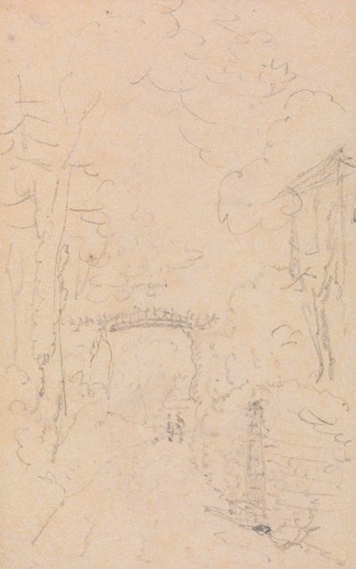 Ağaçlarla Sıralanmış Bir Yol ve Köprü Taslağı, Shorwell by Capt. Thomas Hastings