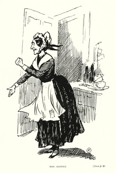Dickens karakteri: Bayan Raddle (taş) by Captain Edward Henry Handley Read