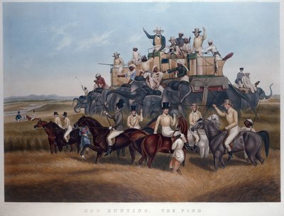 Domuz Avı: Bul, oyulmuş ve bar. Messrs Fores, c.1840 (renkli gravür) by Captain John (after) Platt