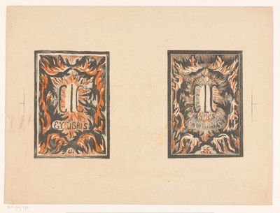 Carel Lion Cachet'den iki ekslibris by Carel Adolph Lion Cachet