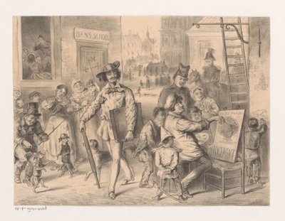Sanatçı sokaklarda yürüyor Sanatta Aristokrasi ve Demokrasi (nesne üzerindeki başlık) Tydspiegel-phantasien No. 2 (dizi başlığı) by Carel Christiaan Antony Last (attributed to)