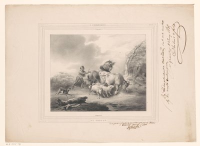 Bir kasırgadan kaçan hayvanlarıyla çiftçi Kasırga (nesnedeki başlık) by Carel Christiaan Antony Last