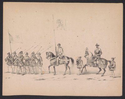 Utrecht Öğrencilerinin Maskeli Balosu, 1846 (Levha 2) İspanya Prensi II. Philip'in Utrecht'teki alayını tasvir eden kostümlü alayı tasviri, 3 Ekim 1549, 17 Haziran 1846, HH Studenten der Utrechtsche tarafından by Carel Christiaan Antony Last