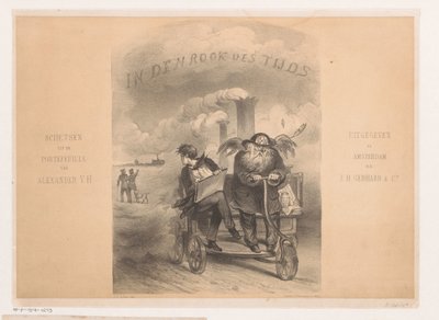 Bir buhar motorunda baba zaman ve sanatçı Başlık sayfası: Zamanın dumanında Zamanın dumanında (nesnedeki seri başlığı) by Carel Christiaan Antony Last