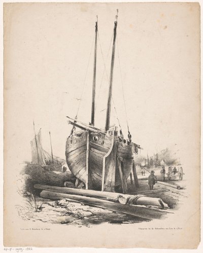 Balıkçı teknesi tamir altında by Carel Christiaan Antony Last