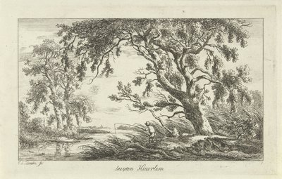 Bir nehir manzarasında balıkçı Buyten Haarlem (nesne üzerindeki başlık) Manzaralar (a-f) (dizi başlığı) by Carel Lodewijk Hansen