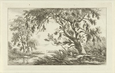 Bir nehir manzarasında balıkçı Manzaralar (a-f) (dizi başlığı) by Carel Lodewijk Hansen