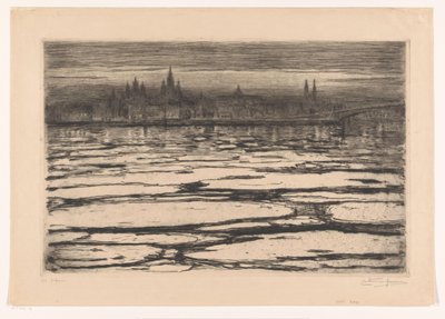 Ren Nehri üzerindeki buz sarkıtları (nesnedeki orijinal başlık) by Carel Nicolaas Storm van 