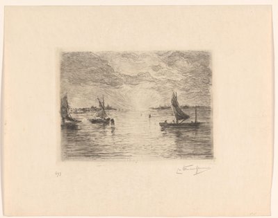 gün batımında lagün by Carel Nicolaas Storm van 