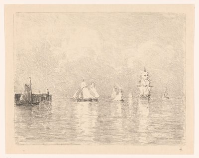 Cuxhaven yolunda yelkenli gemiler by Carel Nicolaas Storm van 