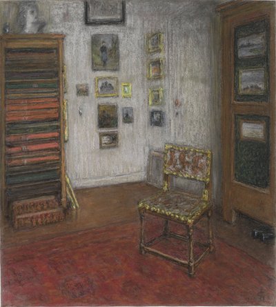 Sandalye ve sanat dolabı ile stüdyo köşesi, Lahey'de, Nieuwe Schoolstraat 28 by Carel Nicolaas Storm van 