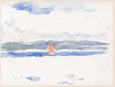 Tekne ile deniz manzarası (?) by Carel Nicolaas Storm van 