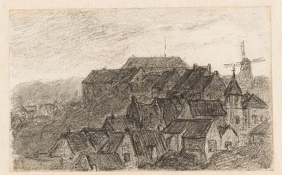 Yel değirmeni ile Kleve'de şehir manzarası by Carel Nicolaas Storm van 