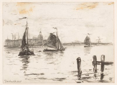 Dordrecht kapalı Meuse'de balıkçı gemileri by Carel Nicolaas Storm van 