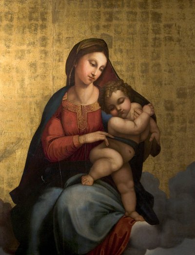 Bakire ve Çocuk, 1819 (ahşap üzerine yağ ve altın varak) by Carl Adolf Senff