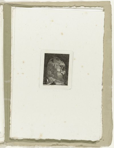 Bir geçitte mızraklı adam On altı manzara (dizi başlığı) by Carl August Lebschee