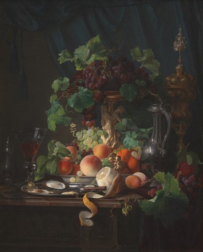 Şarap kadehleri, istiridye, limon ve diğer meyvelerle aranjman by Carl Balsgaard