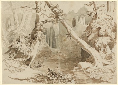 Ormanda Harap Bir Kilise by Carl Blechen