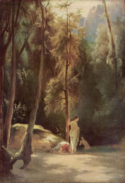 Terni parkında yıkananlar (Ormanda yıkanan kadınlar) by Carl Blechen