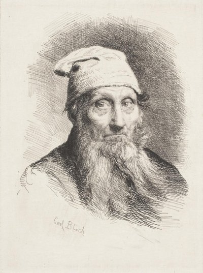 Şapkalı yaşlı bir adam. Baskın yapmak by Carl Bloch