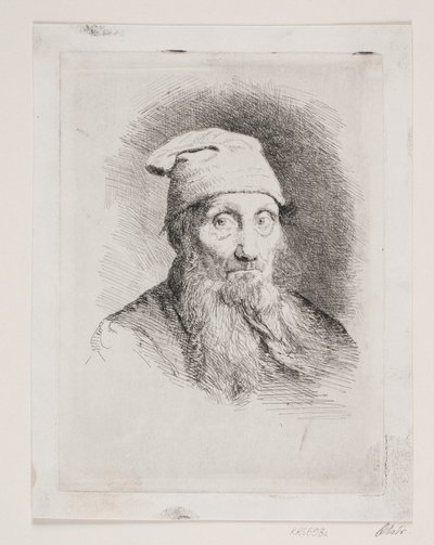 Şapkalı yaşlı bir adam. büstü resmi by Carl Bloch