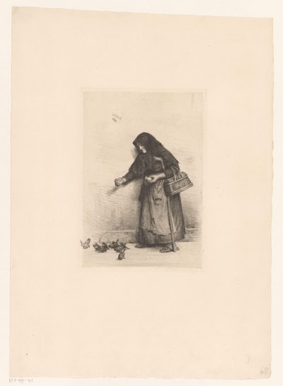 Kadın kuşları besler by Carl Bloch