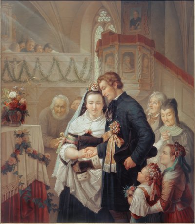 Londorf kilisesinde düğün töreni by Carl Engel von Rabenau