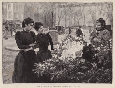 Menekşeler - Paris Bulvarlarında bir sahne, Champs de Mars salonunda resim, Paris (lito) by Carl Ernest von Stetten