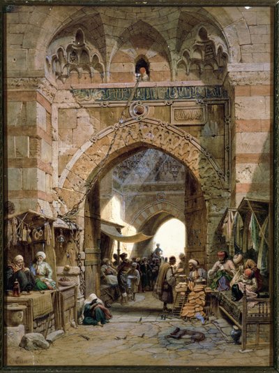 Çarşı Sahnesi, 1875 (kağıt üzerinde wc) by Carl Friedrich Heinrich Werner