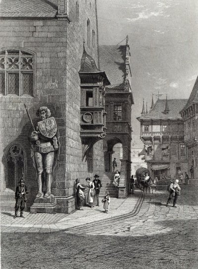 Belediye Binası, Halberstadt, E. Joubert tarafından oyulmuş, Cassell & Company Ltd tarafından basılmış (gravür) by Carl Friedrich Heinrich Werner