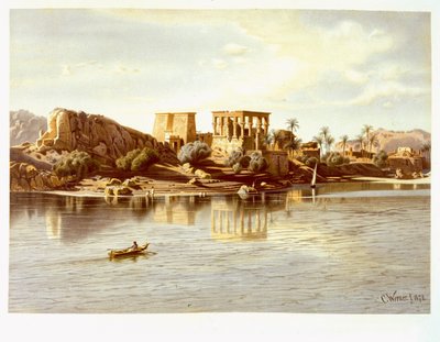 Philae adasının görünümü, 1874 by Carl Friedrich Heinrich Werner
