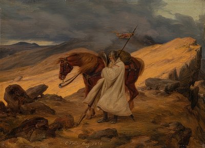 Dağlarda nöbet tutan Haçlı. 1836 by Carl Friedrich Lessing