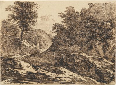 Tepelik Bir Peyzajdan Geçen Bir Yol by Carl Friedrich Ludwig Felix von Rumohr