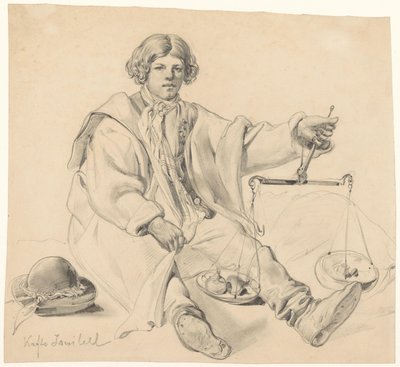 Oturan Hırvat soğan satıcısı by Carl Goebel