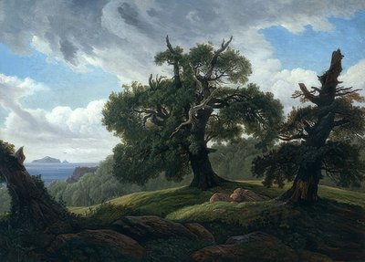 Deniz kenarında meşe ağaçları. 1835 by Carl Gustav Carus