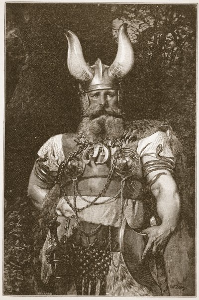 Bir Viking Şefi, HDM Spence-Jones tarafından yazılan 'The Church of England: A History for the People'dan bir örnek, pub. c.1910 (sepya fotoğrafı) by Carl Haag