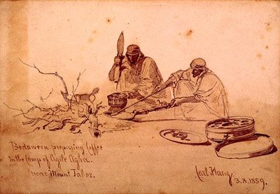 Jaboz Dağı yakınlarındaki Çevik Ağa Kampında Kahve Hazırlayan Bedeviler by Carl Haag