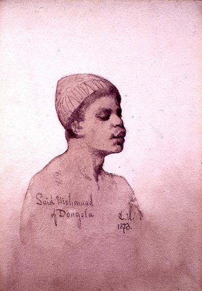 Dongola Said Mohamad (Sudan) 1873 (kalem ve kağıt üzerinde yıkama) by Carl Haag