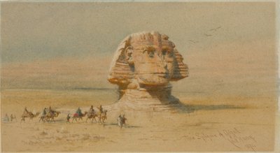 Giza Sfenksi (kağıt üzerine sulu boya (gemiye yapıştırılmıştır)) by Carl Haag