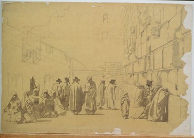 Ağlama Duvarı (kart üzerine serilmiş aydınger kağıdına kurşun kalem ve yıkama) by Carl Haag